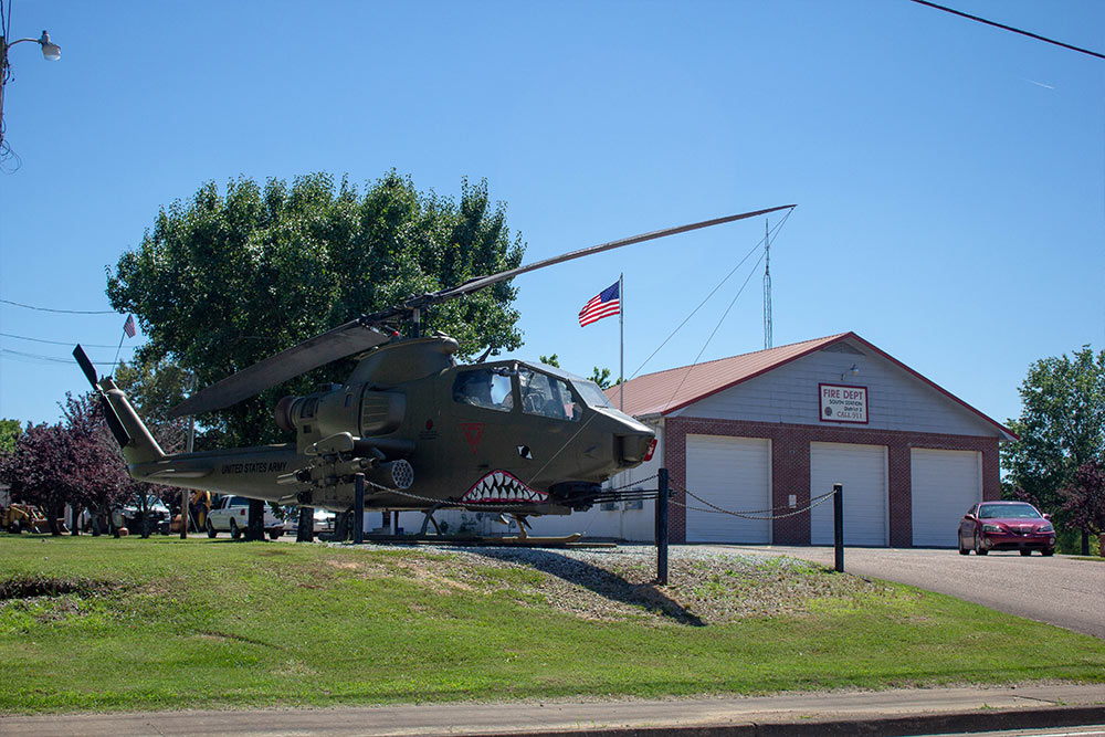 Crump-Tennessee Crump helicopter veteran memorial. An AH-1 Huey cobra helicopter static display located in Crump, Tennessee